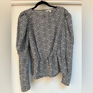 Topshop Black and White Floral Blouse Size 8